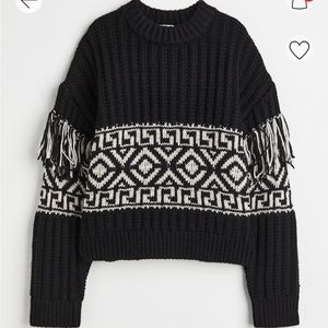 H&M Jaquard Knit Sweater with Fringe
